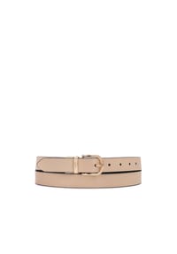 Kazar - Beidseitiger Riemen aus Leder in beige und schwarz mit goldener Schnalle für Damen - Beige