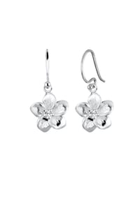 elli. - Ohrringe Frangipani Blüten Kristalle 925 Silber - Weiß