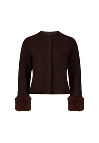 zero - Strick-Cardigan mit Plüsch - Black Coffee Melange