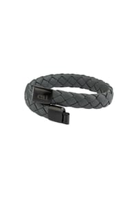 caї - Armband Lederarmband geflochten anthrazit 21cm Edelstahl ohne Stein - grau