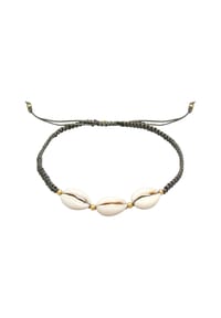 elli. - Fußschmuck Kauri Muschel Ozean Maritim Nylon 925 Silber - Grau