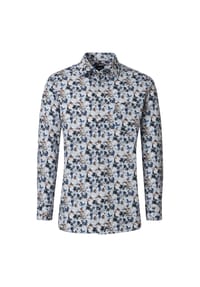 VENTI - Herren Businesshemd Langarm Print Comfort Fit - Blau