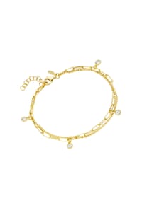 SMART JEWEL® - Armband zweireihig, Zirkonia Steine, Silber 925 - gold