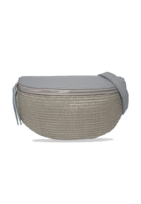 Seasons of April - Gürteltasche JUNA CROSSBODY BAG SIZE M Damen Raffia Ledertasche, verstellbare Umhängetasche - Cognac