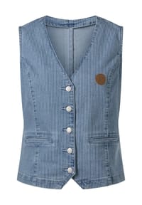 SIEH AN! - Jeans-Weste - blue-bleached-gestreift