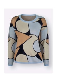 Sieh an! - Jacquard-Pullover - camel-hellblau-gemustert