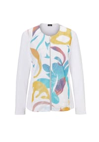 GOLDNER - Kurzgröße:  Jerseyjacke mit Pailletten - weiß / gemustert