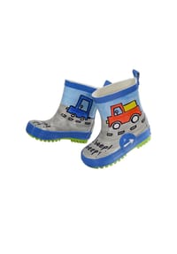 maximo® - Kindergummistiefel "Autos" Reflekt 3M, Fotoprint - blaues azur/frisches grün