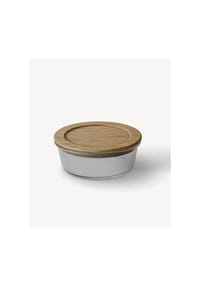 COFI - Frischhaltedosen aus hochwertigem Borosilikatglas mit Akazienholzdeckel - rund - Braun-Transparent 15 x 6,5 cm