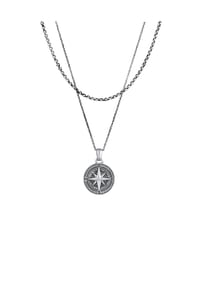 KUZZOÍ - Halskette Herren Layer Erbskette Kompass 925 Silber - Gold