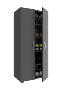 VCM. - Holz Schuhschrank | Maße: H. 108 x B. 49 x T. 30 cm | Allzweckschrank | 5 Fächer | 2 Drehtüren – Ulas - Anthrazit