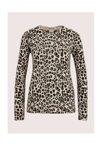 MADELEINE - Kaschmirpullover mit Leopardenmuster - perlweiß / braun