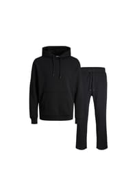 JACK & JONES - Herren Jogginganzug - JJEBRADLEY SWEAT HOOD SET, 2-teilig, Jogginghose, Pullover, offenes Bein - Schwarz