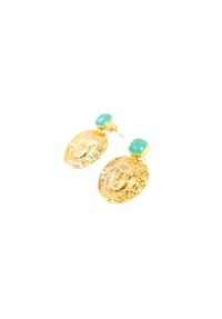 LES REINES - Turquoise Ancient – Statement-Ohrringe, 24K vergoldet - Gold