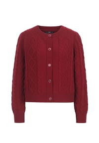 IVKO - Cardigan mit markanter Aran-Zopfstruktur - cherry