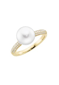 GIORGIO MARTELLO MILANO - Ring mit Muschelkern-Perle und Zirkonia, Silber 925 - gold