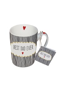 ppd - Henkelbecher Becher Best Dad, Schwarz / Weiß, 250 ml - Mehrfarbig