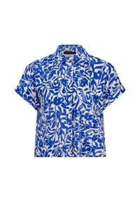 BETTY BARCLAY - Leinenbluse mit Kragen - Weiß/Blau