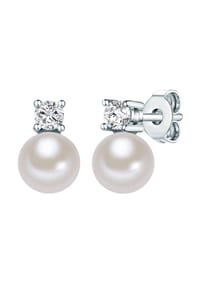 Luluandjane - Damen Ohrringe aus 925/- Sterling Silber in Silber mit Zirkonia und Perle (synth.) - silber