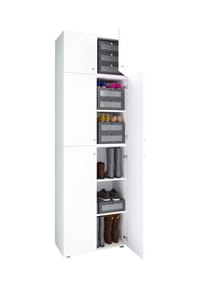 VCM. - Holz-Schuhschrank | Maße: H. 223 x B. 70 x T. 39 cm| Allzweckschrank | 5 Fächer | 4 Drehtüren | Aufsatz mit 2 Türen– Lona - Buche