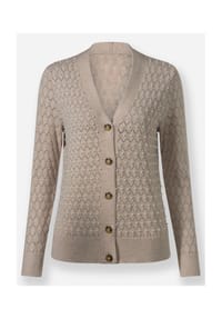 Witt - Ajour-Strickjacke - rauchblau-meliert