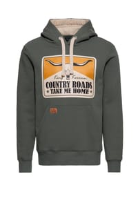 KING KEROSIN - Hoodie mit Front-Motiv Country Roads - olivgrün