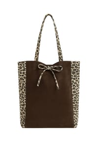 collezione alessandro® - Schultertasche Leo Wonder aus echtem Leder mit Leo Druck - braun