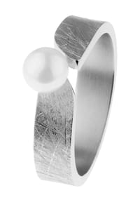 ERNSTES DESIGN - Damen Ring, Edelstahl mit Süßwasser-Zuchtperle - SILBER