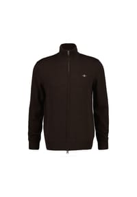 GANT - Herren Strickjacke - CASUAL COTTON ZIP CARDIGAN, Stehkragen, Baumwolle - Beige Melange