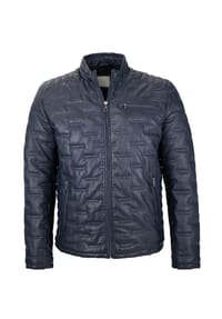 bugatti - Herren Lederjacke Steppjacke Lammnappa navy - navy
