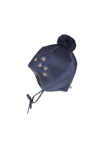maximo® - BABY BOY-Inkamütze, Tatzen Stickerei, Vollfutter, Bindeband - navy