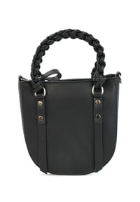 HARPA - Schultertasche HAYA in abgerundeter Form mit geflochtenem Henkel - cashmere cream