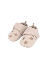 maximo® - Lauflernschuhe Pfötchen Anti-Rutsch-Sohle, Klettverschluss - beigemeliert