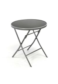 VCM. - Klapptisch | Glastisch | Stehtisch braun | klappbar Bistrotisch | Bartisch | Terrassentisch | Ø 70cm - Schwarz