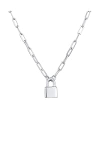 elli. PREMIUM - Halskette Schloss Liebe Gliederkette Unisex 925Er Silber Rhodiniert - Silber