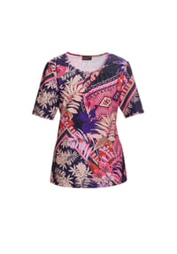 GOLDNER - Kurzgröße:  Stretchbequemes Shirt mit Druck - pink / gemustert