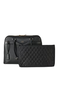 SOCHA BUSINESS BAGS DIAMOND PREMIUM - Laptoptasche elegant 15.6 Zoll für Damen, feinstes Leder, robust, Vollausstattung - schwarz
