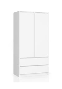 Akord - Kleiderschrank S90 mit 2 Türen, 2 Schubladen und 4 Einlegeböden - artisan-eiche