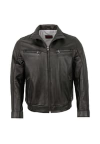 MADDOX - Herren Lederjacke Blouson Lammnappa schwarz - schwarz