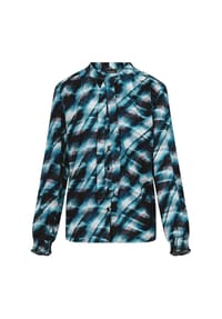 GOLDNER - Viskosebluse mit Karo-Print - smaragd / gemustert