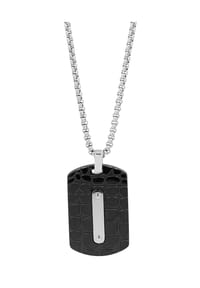 Adelia's - Herren Edelstahl Halskette mit Anhänger Dog Tag 60 cm schwarz - schwarz
