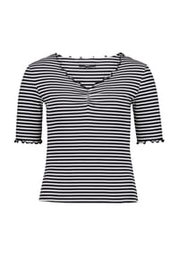zero - Halbarm-Shirt mit Raffung - Blue/Cream