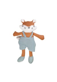 maximo® - Puppe, Fuchs mit Hose Musselinstoff, Gestrick - bombay brown/smoke blue