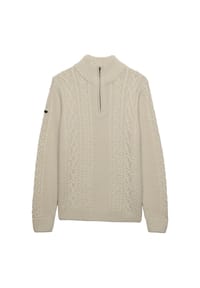 Superdry. - Sweatshirt JACOB CABLE HALF ZIP KNIT - beige