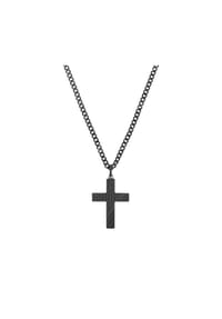 TOM TAILOR MEN - Kette mit Anhänger für Herren, Edelstahl | Kreuz - schwarz
