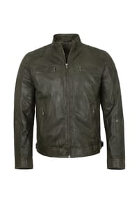 MADDOX - Herren Lederjacke Lammnappa olive - olive