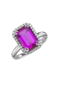 GIORGIO MARTELLO MILANO - Ring in blau, fuchsia oder lila, Zirkonia weiß, Silber 925 - pink