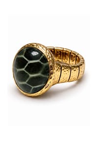 collezione alessandro® - Ring Dschungel in matt gold, mit Snake-Print - khaki