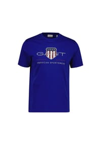 GANT - Herren T-Shirt - REGULAR ARCHIVE SHIELD, Rundhals, kurzarm, Baumwolle, Print - Blau