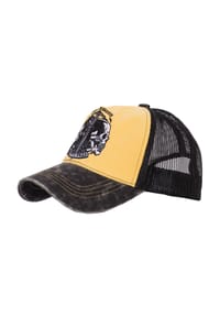QUEEN KEROSIN - Trucker Cap in Vintage Waschung Alive Dead - gelb